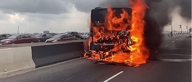 Fire ruins BRT bus in Lagos