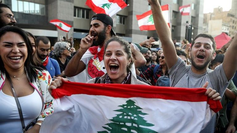 Lebanese Protesters Celebrate Hariri's Resignation