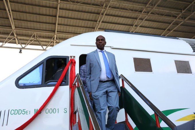 File Photo: Amaechi disembarks from a train