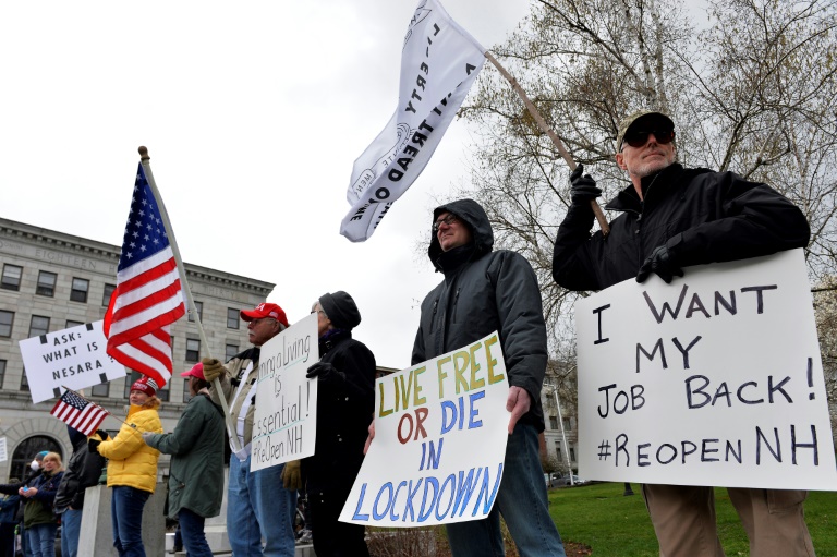 coronavirus Hundreds Protest Against US Virus Rules