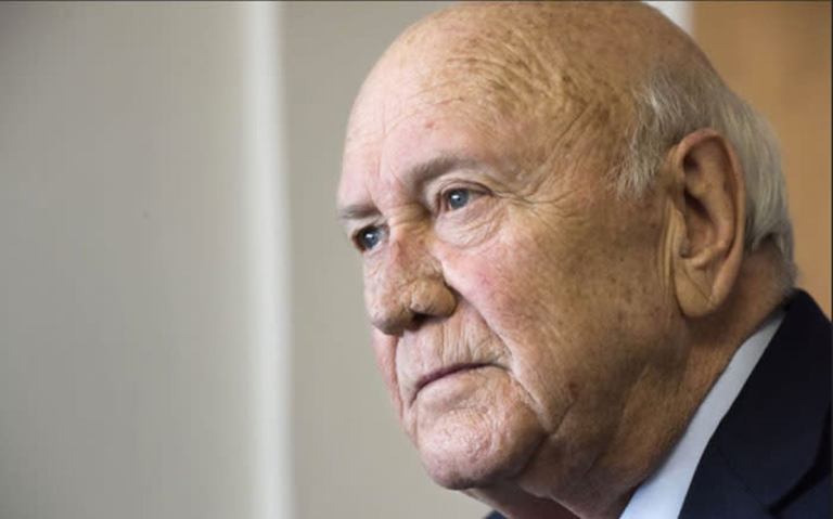 Former Apartheid President Klerk Withdraws From U.S Right Talks