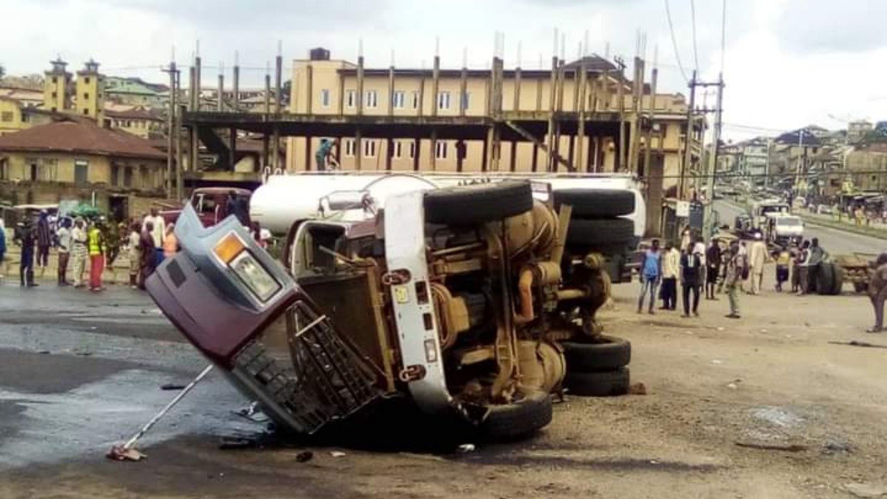 Petrol Tanker Falls, Spills Content In Abeokuta