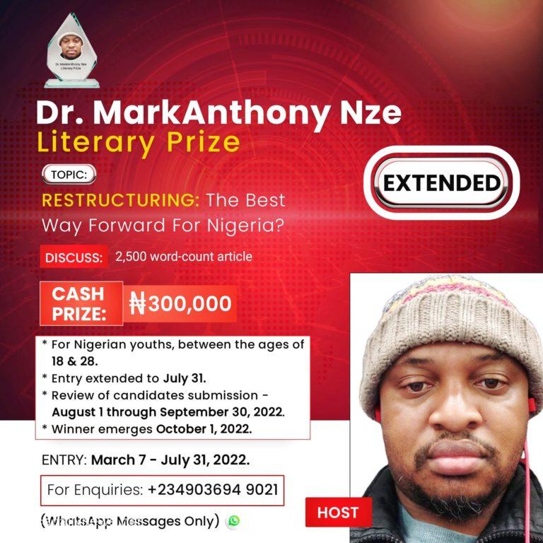 Prof. MarkAnthony Nze Literary Prize A Shot at Your Dreams