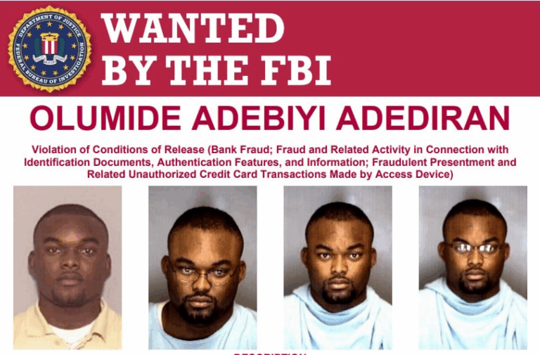 FBI Offers $10,000 To Arrest Fraudster Olumide Adebiyi Adediran