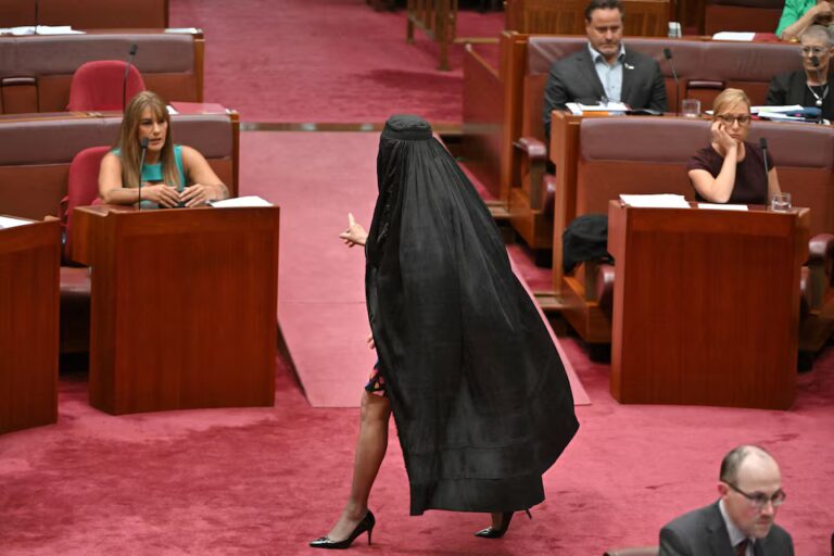 REUTERS/ Pauline Hanson Burqa Stunt Sparks Senate Backlash